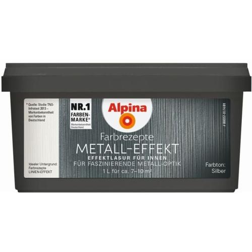 Alpina - Innenfarbe 1 l silber metallisch-glänzend Effektfarbe Wandfarbe