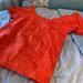 J. Crew Tops | J. Crew Square-Neck Top Embroidered Eyelet Boho Puff Sleeve An408 Orange Xxs | Color: Orange | Size: Xxs