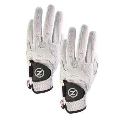 Zero Friction Men's Cabretta Elite Golf Glove 2Pk, White & White - GL72007