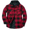Men's Hooded Flannel Shirt Jacket (Size XXXXL) Red/Black, Cotton,Polyester