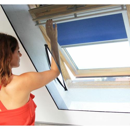 Fliegengitter für Dachfenster mit Reißverschluss und Klettband B 150 cm x H 180 cm - Schwarz