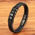 TYO-Bracelet en acier inoxydable pour homme ULtressée de luxe cuir noir breloque magnétique