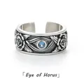 YIZIZAI-Bague Œil d'Horus Égyptien Bleu pour Homme Bagues Œil de Démon Bijoux de Personnalité