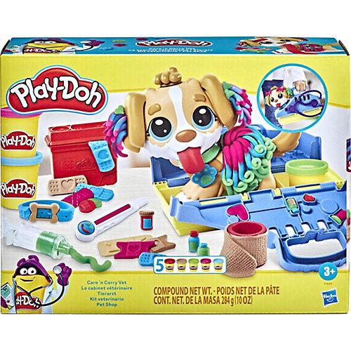 Play-Doh Tierarzt Spielset mit Spielzeughund, Tragebox, 10 Knetwerkzeugen und 5 Farben