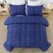 3PCS Tufted Comforter Boho Shabby Chic Geometry King Navy