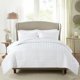 3 Piece Tufted Dot Comforter Set King White