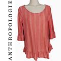 Anthropologie Tops | Anthropologie W5 Textured Ruffle Trim Top Nwt | Color: Orange/Pink | Size: Various