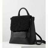 Anthropologie Bags | Anthropologie Sherpa-Trimmed Backpack - Black | Color: Black | Size: Os