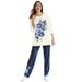 Plus Size Women's Floral Tee and Pant Set by Woman Within in Navy Floral Placement (Size M)