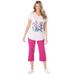 Plus Size Women's Two-Piece V-Neck Tunic & Capri Set by Woman Within in Pink Tropical Placement (Size L)