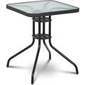 Table De Jardin Terrasse Extérieure Salon De Jardin Meuble Verre Acier 60x60cm - Noir