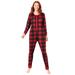 Plus Size Women's Holiday Print Onesie Pajama by Dreams & Co. in Red Buffalo Plaid (Size 18/20)