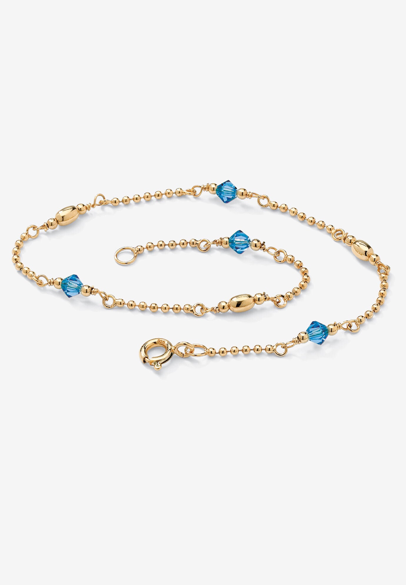 Women's Gold Over Sterling Silver Simulated Birthstone Ankle Bracelet 11 Inches by PalmBeach Jewelry in September