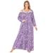 Plus Size Women's Long 2-Piece Cabbage-Rose Peignoir Set by Only Necessities in Purple Floral (Size 4X)