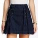 Free People Skirts | Free People Skirt Lace Up Denim Mini Blue Jean Flare Pleated Zip Size 2 | Color: Blue | Size: 2