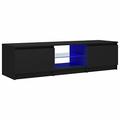 Susany TV Cabinet, TV Stands & Multimedia Centres, TV Stand Cabinet, Modern TV Unit, TV Console Unit, Sideboard, for Living Room, Entertainment Room, with LED Lights Black 140x40x35.5 cm