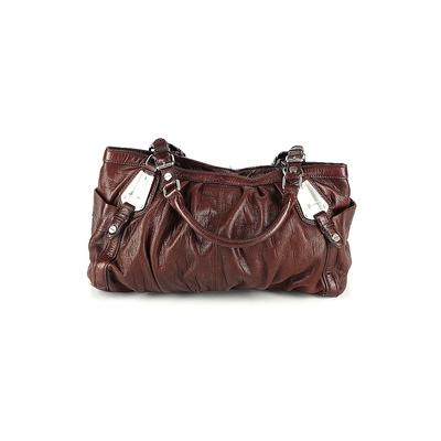 B Makowsky Leather Shoulder Bag: Brown Solid Bags