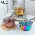 Marmite à soupe en acier inoxydable 7 pouces petit Pot à nouilles avec couvercle en verre