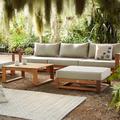 Sweeek - Salotto da giardino in legno 5 posti - Mendoza - Cuscini colore beige, divano, poltrone e