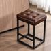 Steelside™ Gadar 24" Counter Stool Upholstered/Leather/Metal/Faux leather in Brown | 24 H x 18 W x 15.25 D in | Wayfair