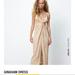 Zara Dresses | Midi Dress With V-Neckline And Adjustable Spaghetti Straps. Knot Detail At Chest | Color: Cream/Gray | Size: S