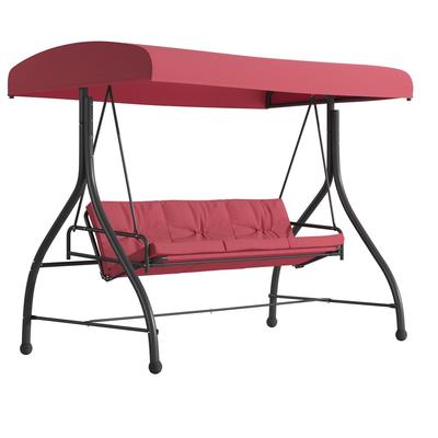 3-Seat Outdoor Steel Converting Patio Swing Canopy...