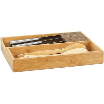 Relaxdays - Messerhalter Bambus, Schubladeneinsatz für Messeraufbewahrung, Schubladenorganizer,