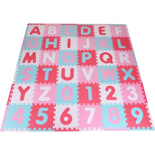 Knorrtoys Puzzle Alphabet + Zahlen, Pink-rosa, Puzzlematte, Bodenpuzzle bunt Kinder Ab Geburt Altersempfehlung