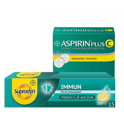 Aspirin plus C Brausetabletten + Supradyn Immun 15 Brause 1 St Set Image
