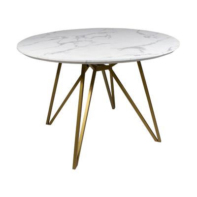 Table effet marbre et pieds en métal doré Ø100cm