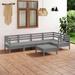 vidaXL 6 Piece Patio Lounge Set Solid Pinewood Gray - 25" x 25" x 24.6"