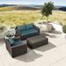 Latitude Run® Marfik 3 Piece Rattan Sofa Seating Group w/ Cushions Synthetic Wicker/All - Weather Wicker/Wicker/Rattan in Brown | Outdoor Furniture | Wayfair