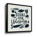 Rosalind Wheeler 2tho263a_Harvest Lettering IV Blue Gallery Wrapped Canvas, Glass in Black | 24 H x 24 W x 2 D in | Wayfair