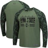 Men's Colosseum Olive/Camo Iowa State Cyclones OHT Military Appreciation Slim-Fit Raglan Long Sleeve T-Shirt