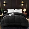 ComfyWell Super King Duvet – Plain Quilt Comforter Bedspreads, Coverlets & Sets, 2 Pillowcases Warm and Anti Allergy All Season Coverless Duvet, Throws For Bed.(Super King (220x260cm), Black)
