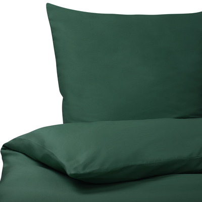 Bettwäsche Set Grün einfarbig Baumwolle 3-teilig Komfortgröße für Doppelbett 220x240 cm 2 Kopfkissenbezüge und Deckenbez