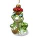 Green Frog Prince with Crown Christmas Holiday Ornament Glass - Multi