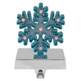 Blue and Silver LED Lighted Snowflake Christmas Stocking Holder 7"