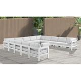 Ebern Designs Lysandros 150" Wide Outdoor U-Shaped Patio Sectional w/ Cushions Metal in Gray/White | 34 H x 150 W x 150 D in | Wayfair