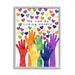 Stupell Industries We Rise By Lifting Others Rainbow Hand Hearts by - Graphic Art Wood in Brown | 30 H x 24 W x 1.5 D in | Wayfair ak-339_gff_24x30