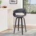 Corrigan Studio® 26 Inch Swivel Faux Leather Barstool w/ Curved Open Back, Brown Wood/Leather in Gray/Black | 37 H x 24 W x 20 D in | Wayfair