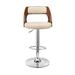 Corrigan Studio® Carridice Mid-century Swivel Adjustable Height Bar Stool w/ Open Back in Faux Leather, Wood | 19 W x 19 D in | Wayfair