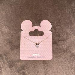 Disney Jewelry | Disneyland Minnie Mouse April Birthstone Necklace | Color: Silver | Size: Os
