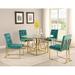 Everly Quinn Schacht 4 - Person Dining Set Glass/Upholstered/Metal in Yellow | 30" H x 54" L x 54" W | Wayfair 1A1C3F90E2E344A9AB65E0A80CDD17D6