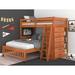 Viv + Rae™ Beckford Twin Over Full L-Shaped Loft Bed w/ 6 Drawer Chest Wood in Brown/Green/Red | 64 H x 60 W x 80 D in | Wayfair