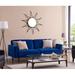 Wade Logan® Calisa 84" Wide Split Back Convertible Sofa Bed Wood/Velvet in Blue | 33 H x 83.5 W x 33 D in | Wayfair