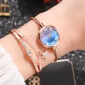 Lvpai-Montre-bracelet en or pour femmes petite montre décontractée surface géométrique en verre