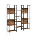 Triple Wide 5 Tier Bookshelf, Bookcase with 14 Storage Shelves, Metal Frame, Rustic Brown and Black - 62.2"L x 9.4"W x 65.4"H