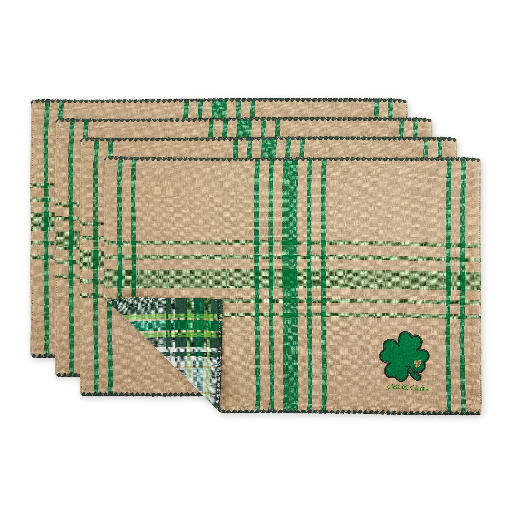 A Wee Bit O Luck Embroidered Placemat (Set of 4) - Reversible Placemat Set, 13x19"