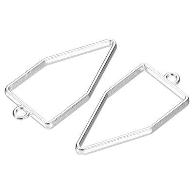 10Pcs Resin Pendants Frames Polygon Alloy Hollow Charms for DIY Silver Tone - Silver Tone